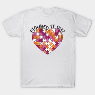 "Figured It Out" Lesbian Pride - Puzzle Heart T-Shirt